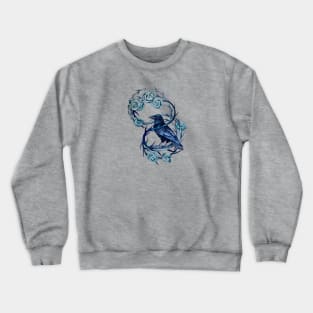 Raven in blue roses small version Crewneck Sweatshirt